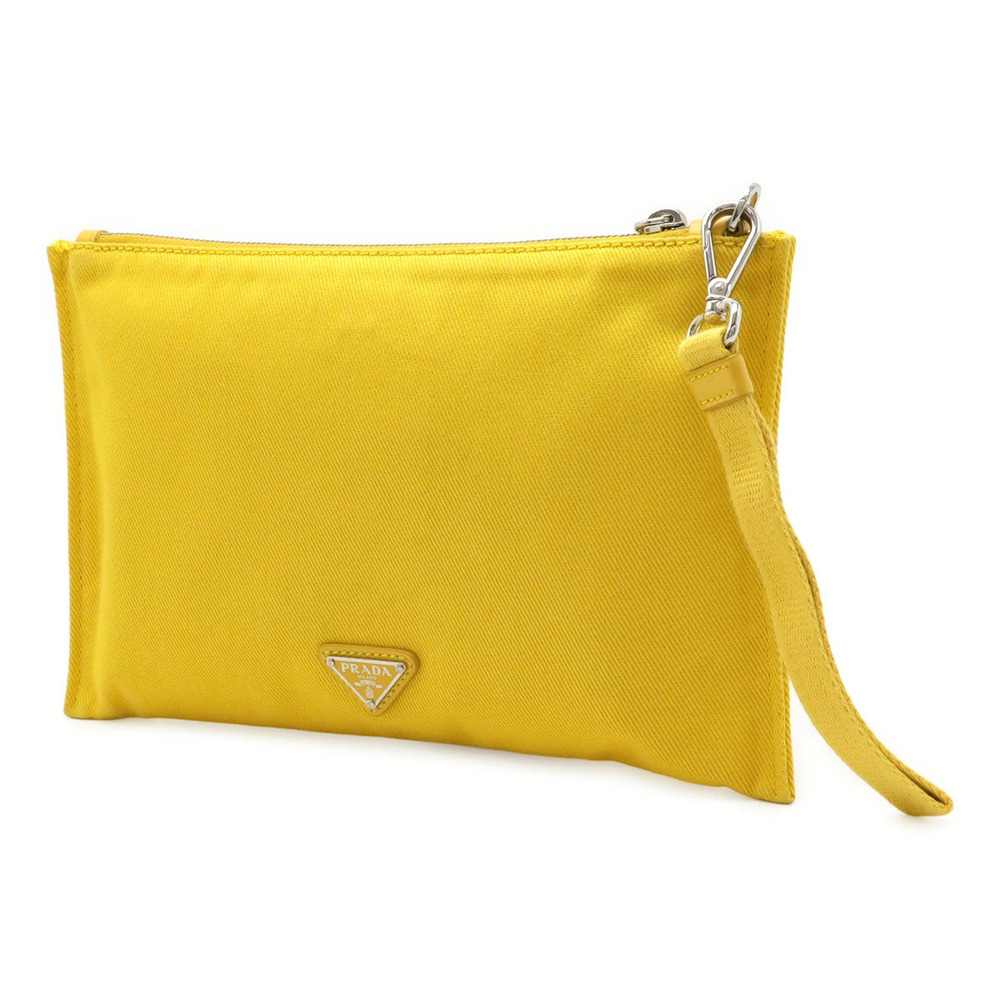 Prada embossed bag Shoulder accessory canvas leather yellow - Picture 2 of 8